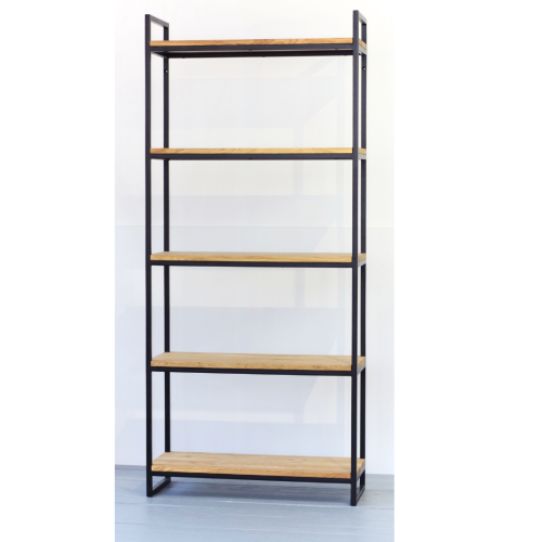 ROCK- Shelf , bookcase - metal black, oak shelves 