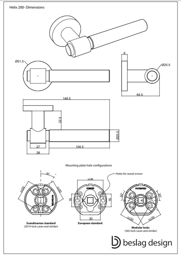 Durų rankena Helix 200 | tamsi bronza 751014-41E