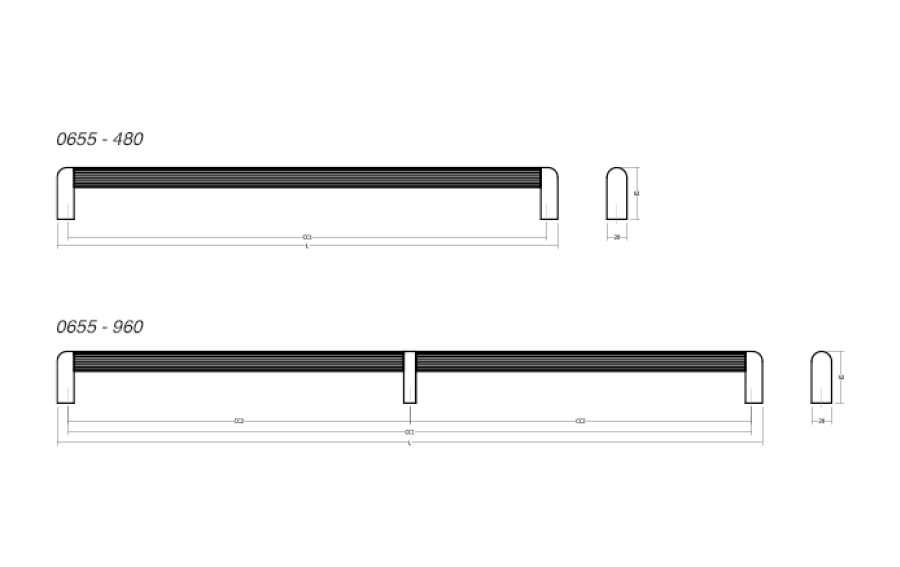  Ilga rankenėlė RISS-B -982mm| balta matinė LM1