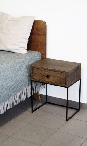 NORD 02 LIVING industrial chocolate oak bedside table