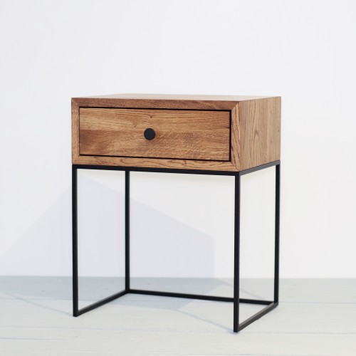 NORD 02 LIVING industrial smoked oak bedside table
